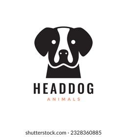 boxer dog head pets simple mascot modern logo vector icon illustration