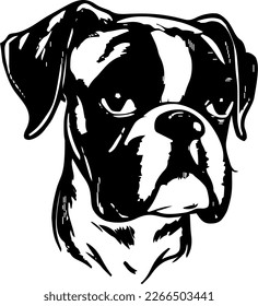 Boxer, dog head, vector illustration, black color, vector image