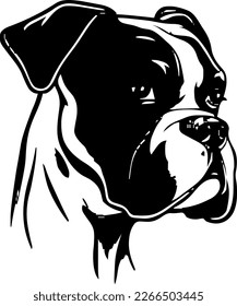 Boxer, dog head, vector illustration, black color, vector image