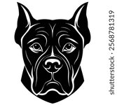 Boxer dog head vector silhouette art illustration