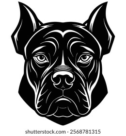 Boxer dog head vector silhouette art illustration