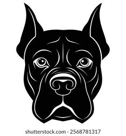 Boxer dog head vector silhouette art illustration