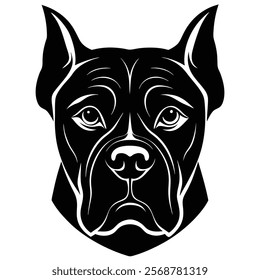 Boxer dog head vector silhouette art illustration