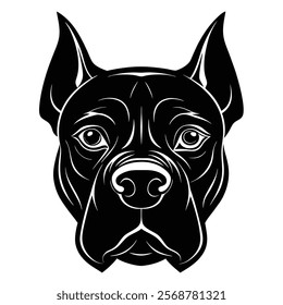 Boxer dog head vector silhouette art illustration