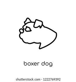 Boxer dog icon. Trendy modern flat linear vector Boxer dog icon on white background from thin line dogs collection, editable outline stroke vector illustration