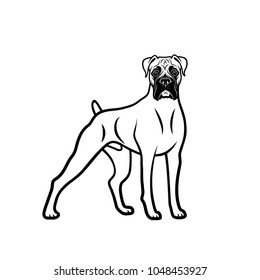 Boxer Dog - Isolated Outlined Vector Illustration