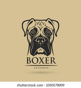 Boxer Dog - Isolated Outlined Vector Illustration