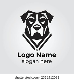 Abstrakter Vektor Template Design Illustrator für Boxer-Hunde-Logo und schwarz-weißer Hundemuschel