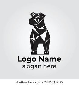 Abstrakter Vektor Template Design Illustrator für Boxer-Hunde-Logo und schwarz-weißer Hundemuschel