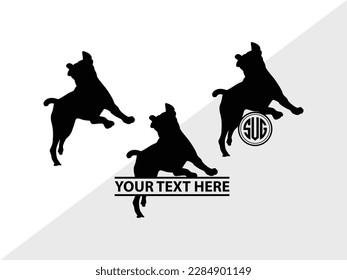Boxer Dog Monogram Vector Illustration Silhouette svg