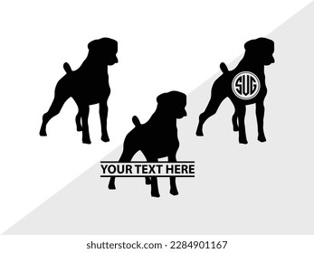 Boxer Dog Monogram Vector Illustration Silhouette svg