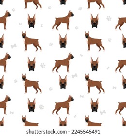 Boxer dog seamless pattern. Vector illustration