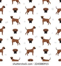 Boxer dog seamless pattern. Vector illustration