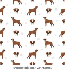 Boxer dog seamless pattern. Vector illustration