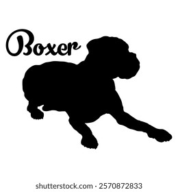 Boxer dog silhouette, dog breeds, logo, vector, silhouette,  animal, illustration, icon, sign, design, black, symbol, pet, love
