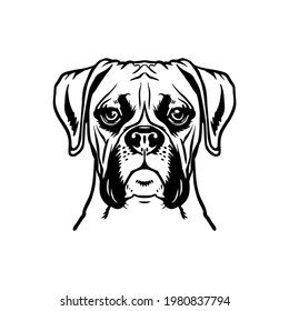 Boxer dog. Silhouette head of a boxer. Illusion for vinyl cutting and printing. svg