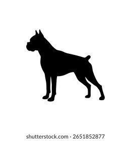 Boxer dog silhouette vector flat illustration design. 
