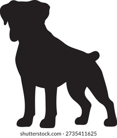Boxer dog silhouette vector flat illustration design.