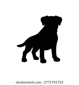 Boxer dog silhouette vector flat design on white background.
