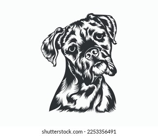 Ilustración del vector de perro Boxer, vector de perro Boxer en fondo blanco
