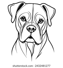 Boxer Dog vector - isolated outlined vector illustration - line drawing svg