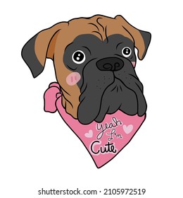 Boxer dog yeah I am cute cartoon vector illustration