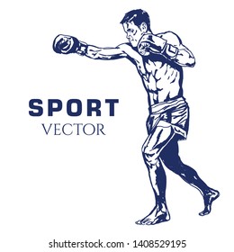 Boxer Fight Drawing Vector Sport
