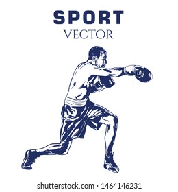 Boxer Fight Drawing Vector Sport