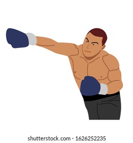 Boxer fight. Flat design vector illustration