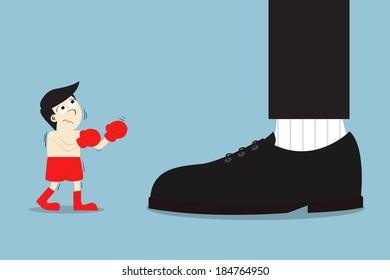 A boxer fight with stronger power opponent, Business concept