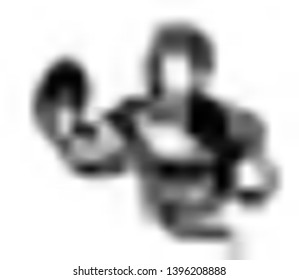 Boxer fighter line drawing over line art vector illustration.