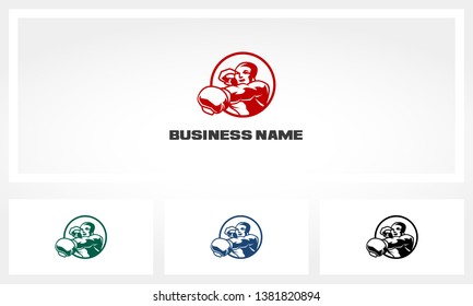 Boxer Fighter Stright Punch Logo