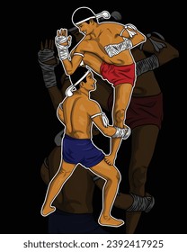 Boxer Fighting Illustration Vector Illustration