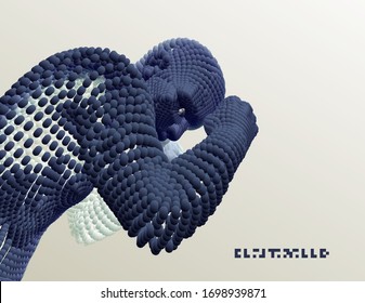 Boxer. Fighting man. Sport symbol. Vector illustration composed of particles. 