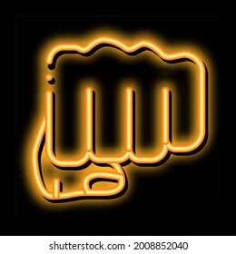 Boxer Fist Punch neon light sign vector. Glowing bright icon Boxer Fist Punch sign. transparent symbol illustration