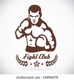 Boxer Fitness Model Illustration, Sign, Symbol, Button, Badge, Icon, Logo for Family, Baby, Children, Teenager, People, WBO, Tattoo