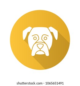 Boxer flat design long shadow glyph icon. Guardian dog breed. Vector silhouette illustration