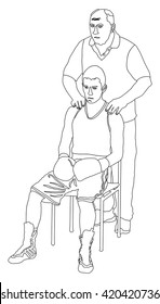 Boxer Getting a Massage vector illustration isolated on white background. Coach massage boxers before entering the ring for battle. Relaxation and support.
