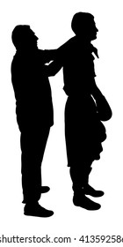Boxer Getting a Massage vector silhouette illustration isolated on white background. Coach massage boxers before entering the ring for battle. Relaxation and support.