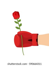 Boxer glove and rose. Give flower on 8 March. Gift woman
 