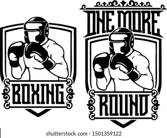 boxer in gloves and helmet boxing culture one more round vector illustration