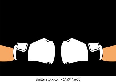 Boxer gloves for on a black background and space for text