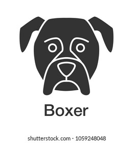 Boxer glyph icon. Guardian dog breed. Silhouette symbol. Negative space. Vector isolated illustration