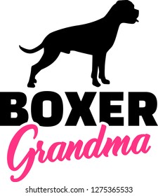 Boxer Grandma silhouette in black