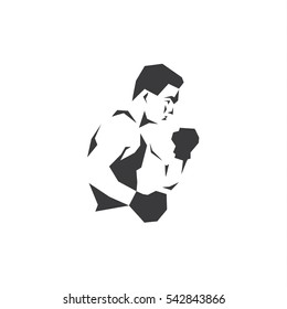 Boxer in the gym during training gloves Sports logo style illustrations of modern design art