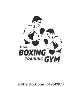 Boxer in the gym during training gloves Sports logo style illustrations of modern design art