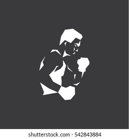 Boxer in the gym during training gloves Sports logo style illustrations of modern design art