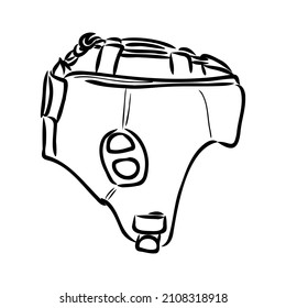 Boxer Helmet Sketch Symbol Vektorgrafik. Handgezeichnete blaue Linie Art Boxer Helmet Schild. einzelne Symbolillustration