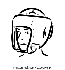 Boxer Helmet sketch icon vector. Hand drawn blue doodle line art Boxer Helmet sign. isolated symbol illustration