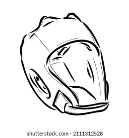 Boxer Helmet sketch icon vector. Hand drawn blue doodle line art Boxer Helmet sign. isolated symbol illustration